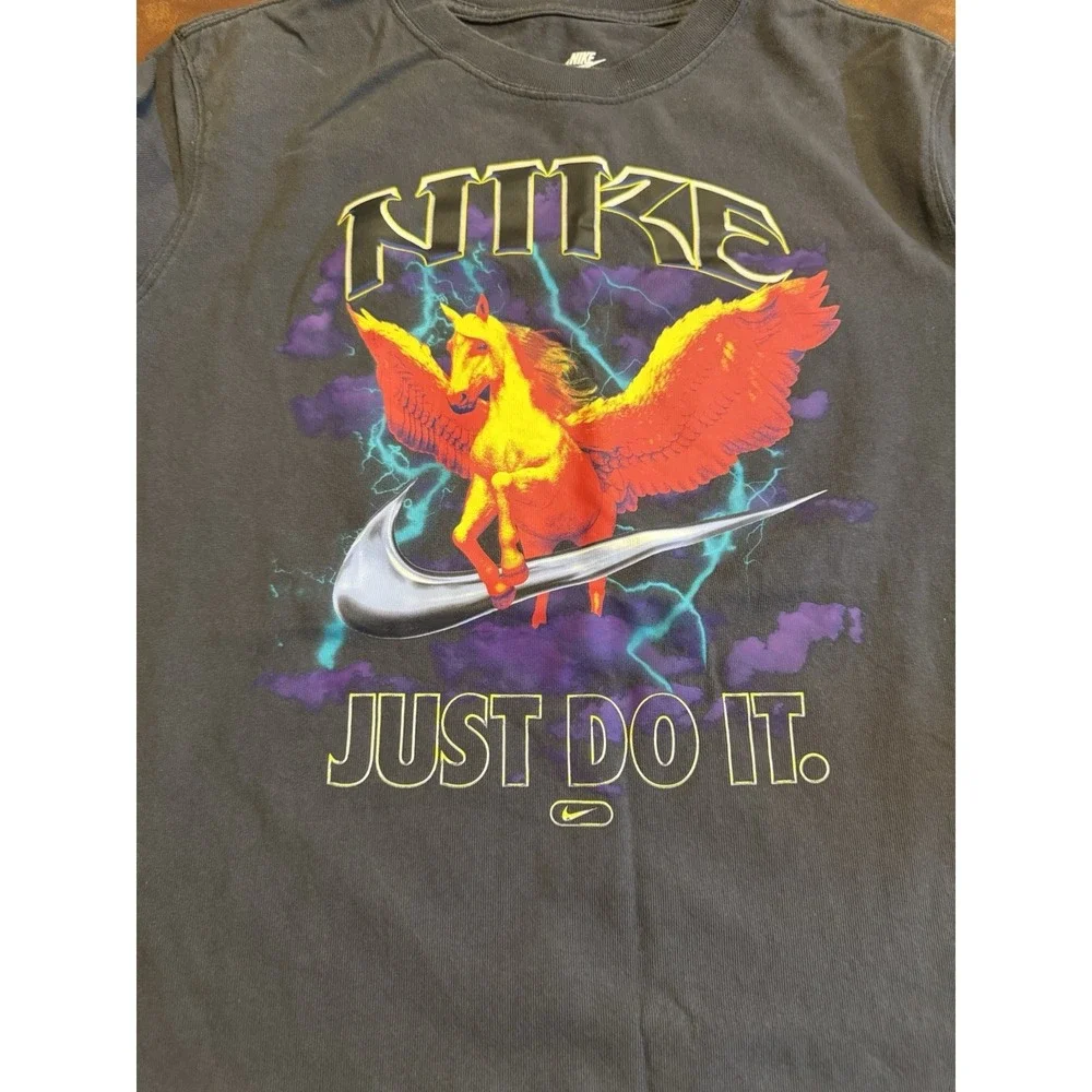 Nike Kids Pegasus Colorful T-Shirt Gray Just Do It Athletic Boy Gym XL